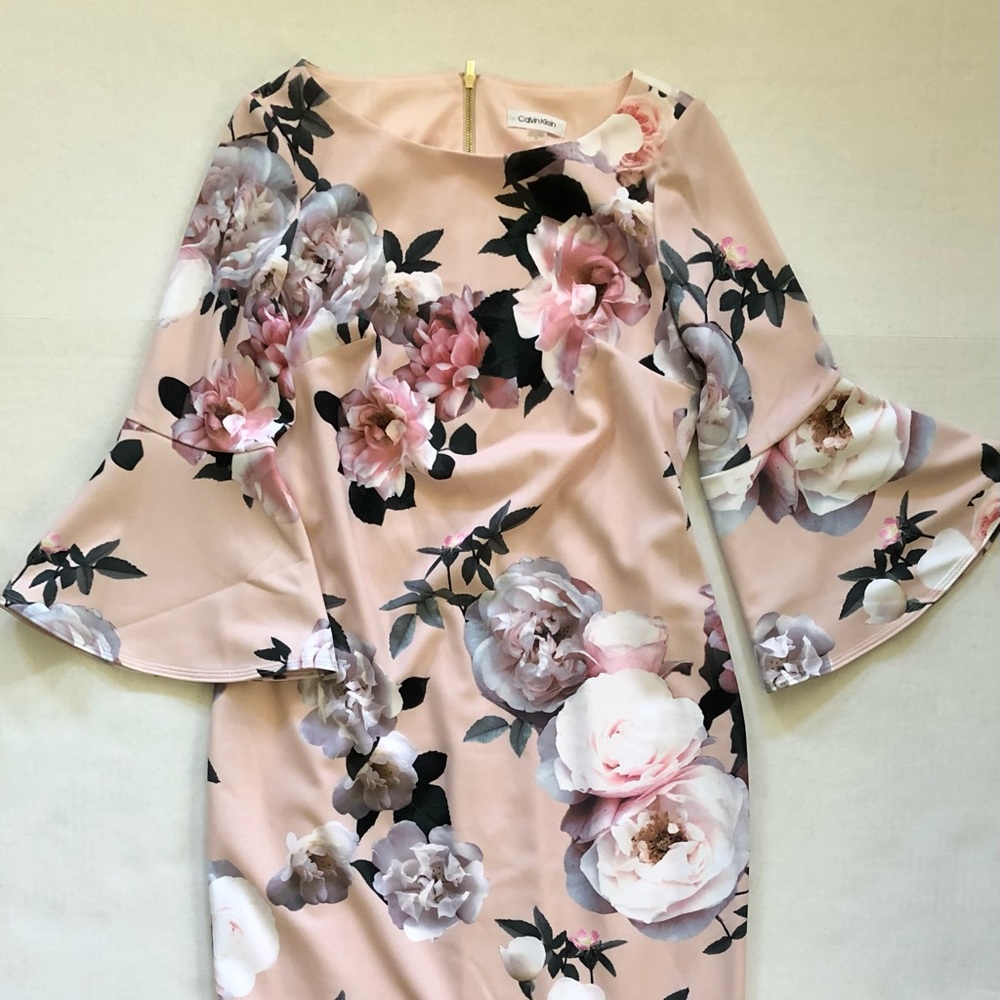 NWOT Calvin Klein bell sleeve dress. Perfect for weddings, Easter or church.
